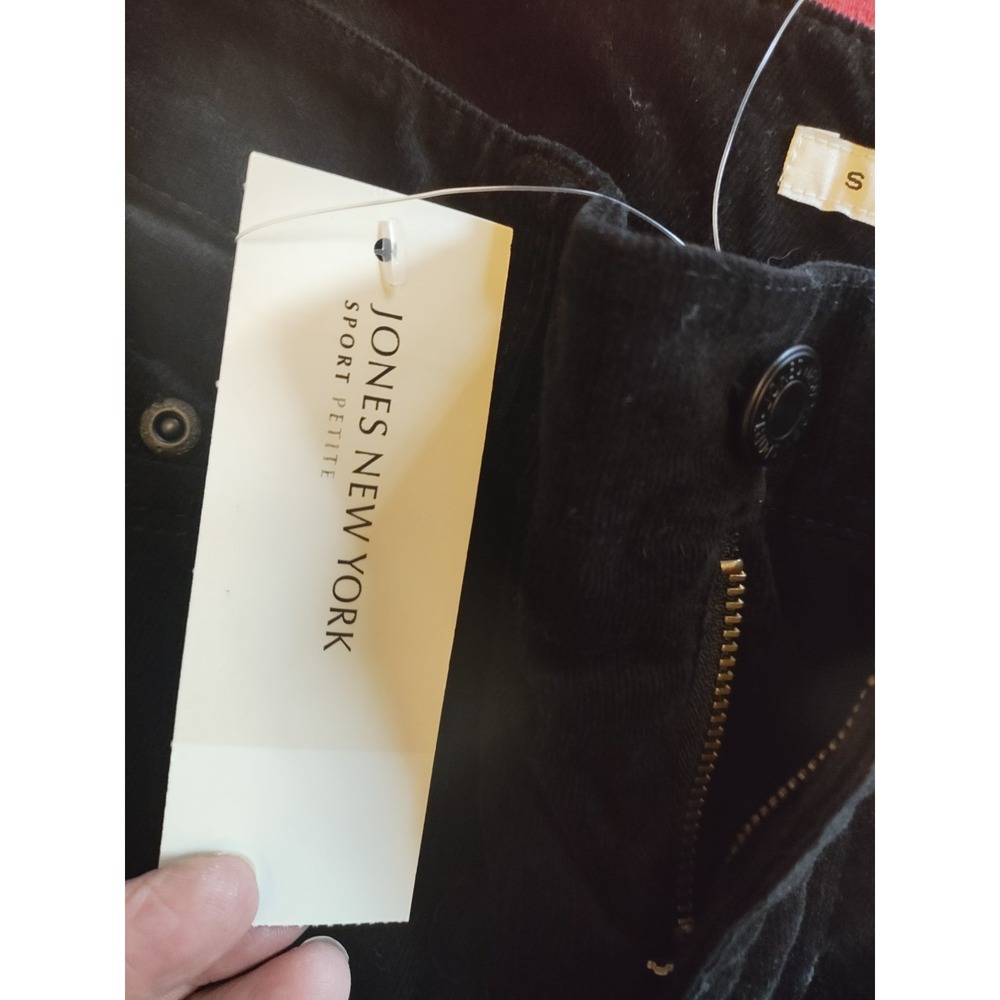 Jones New York Sport Petite 2P Black Stretch Velvet Pants NWT Straight Leg - Picture 5 of 10